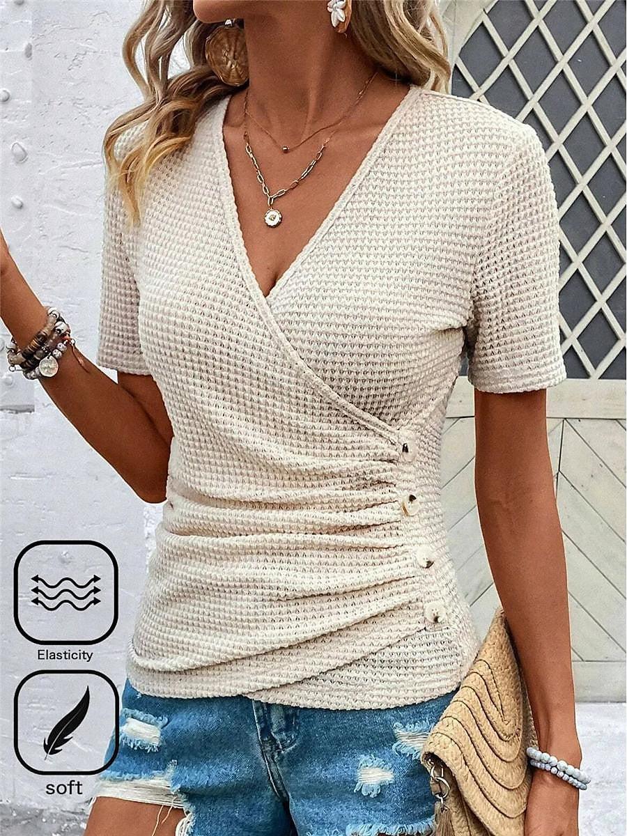 Apricot Plain Short Sleeve Top