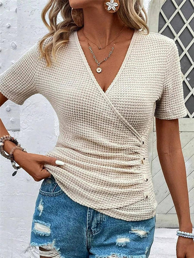 Apricot Plain Short Sleeve Top