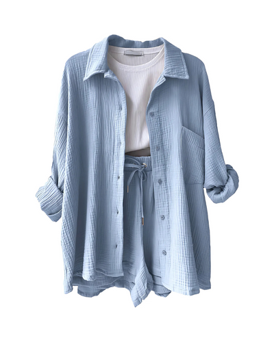 Maylee® | Textured Button-Up Short Set