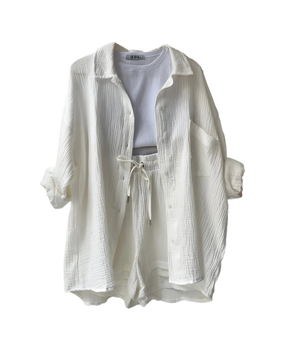 Maylee® | Textured Button-Up Short Set