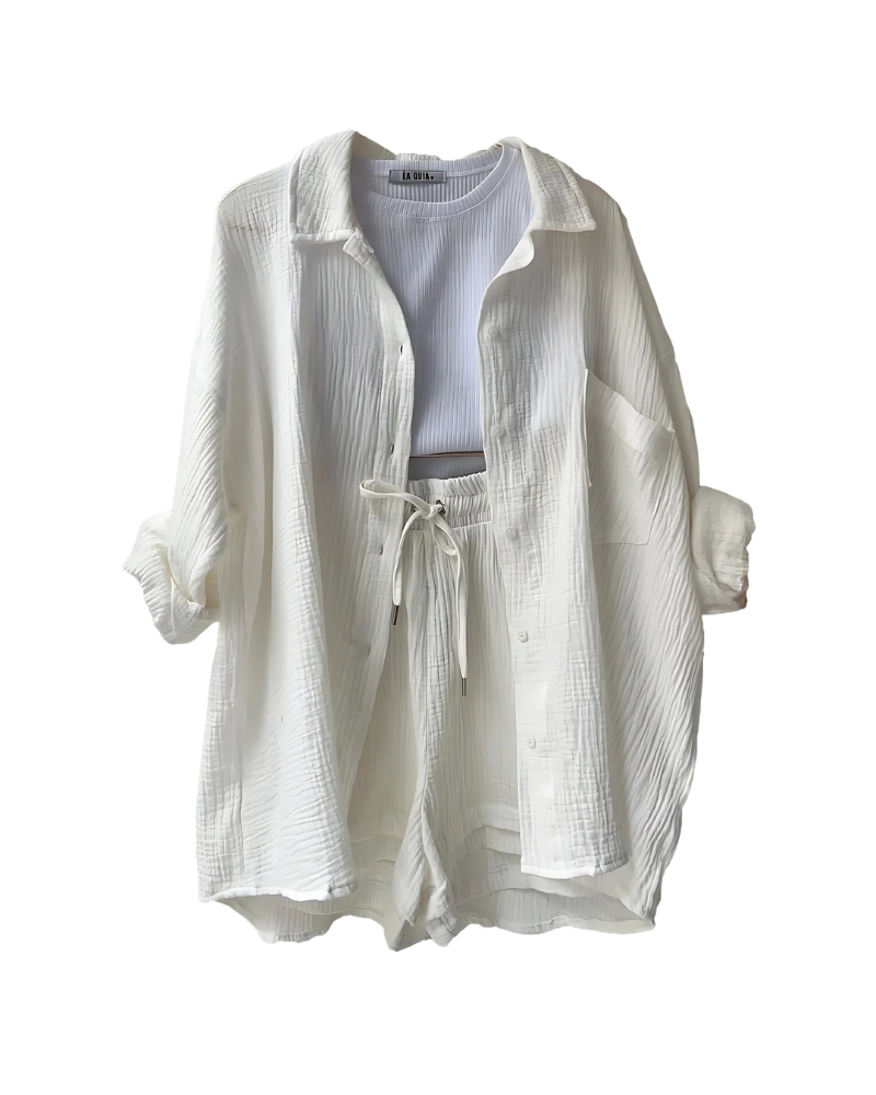 Maylee® | Textured Button-Up Short Set