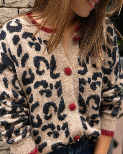 Unique Brown Leopard Print Long Sleeve Cardigan