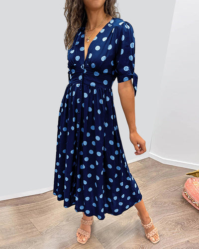 Elegant dress with polka dot print