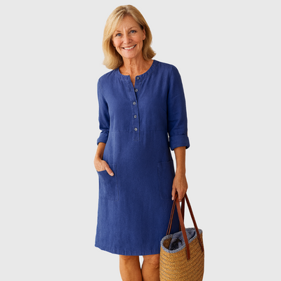 Vespera™ | Solid Button Summer Dress