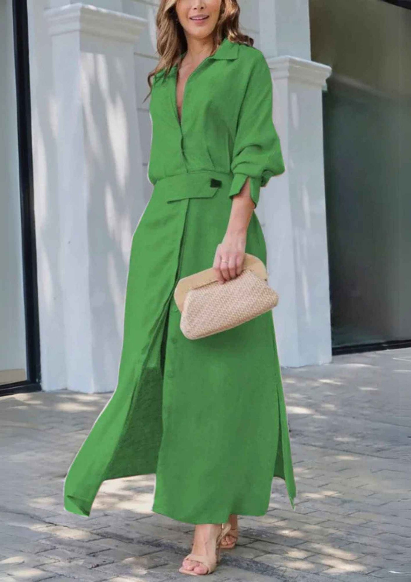 Elegant Long Dress with V-Neckline