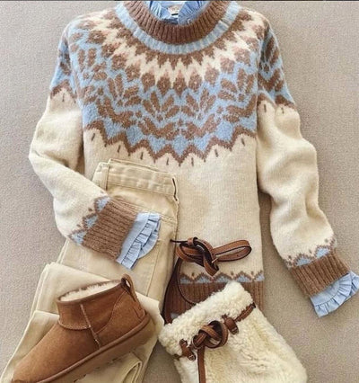 Trendy Blue Round Neck Sweater