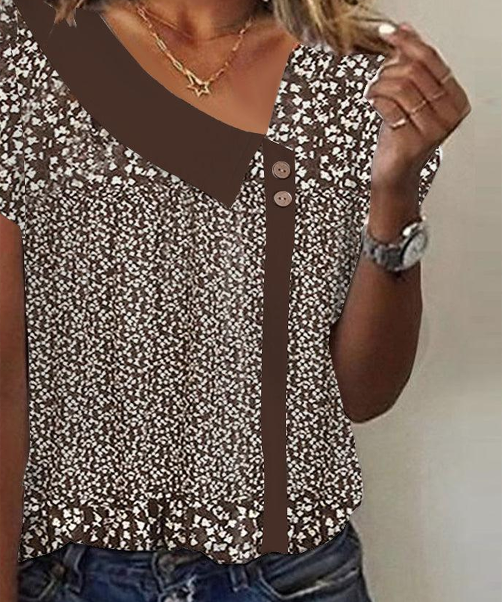 Retro Brown Short Sleeve Top