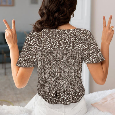 Retro Brown Short Sleeve Top