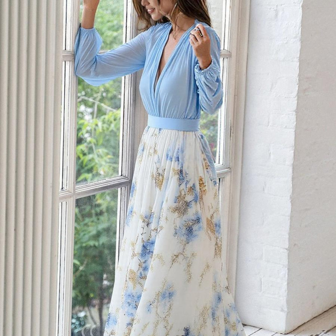 Svenja™ | Elegant maxi dress with deep V-neck