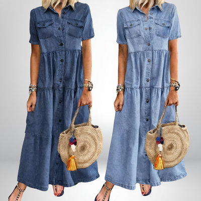 Sofia® | Soft Denim Dress with Buttons