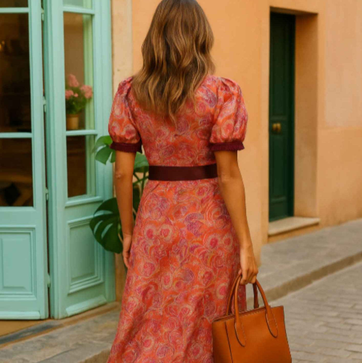 Pink dress with short sleeves