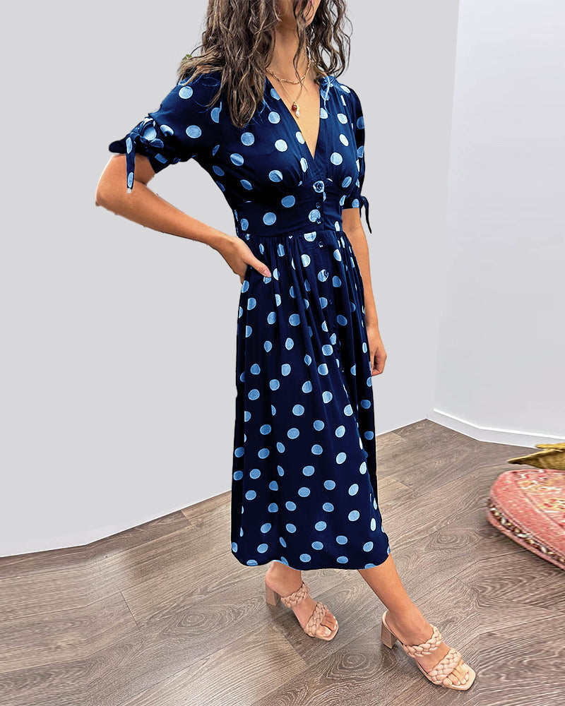 Elegant dress with polka dot print