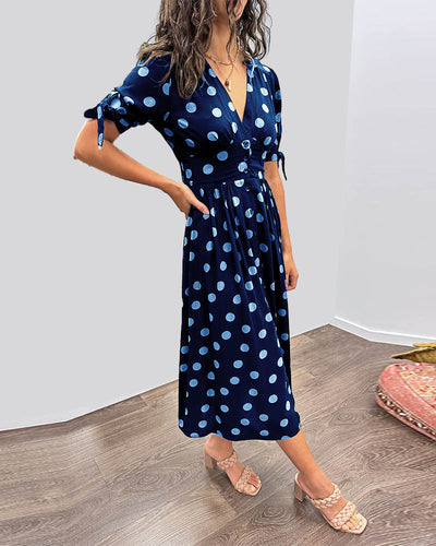 Elegant dress with polka dot print