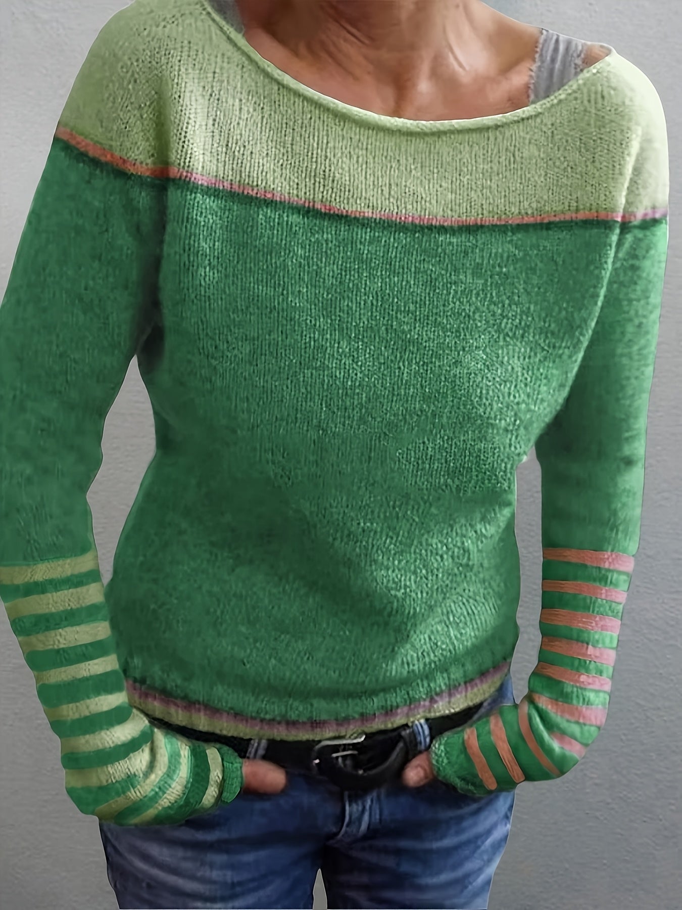 Ysoria™ | Long Sleeve Striped Sweater