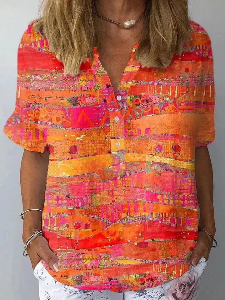 Showy Orange Short Sleeve Top
