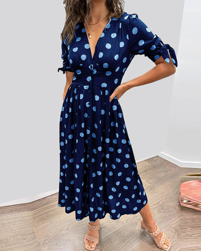 Elegant dress with polka dot print