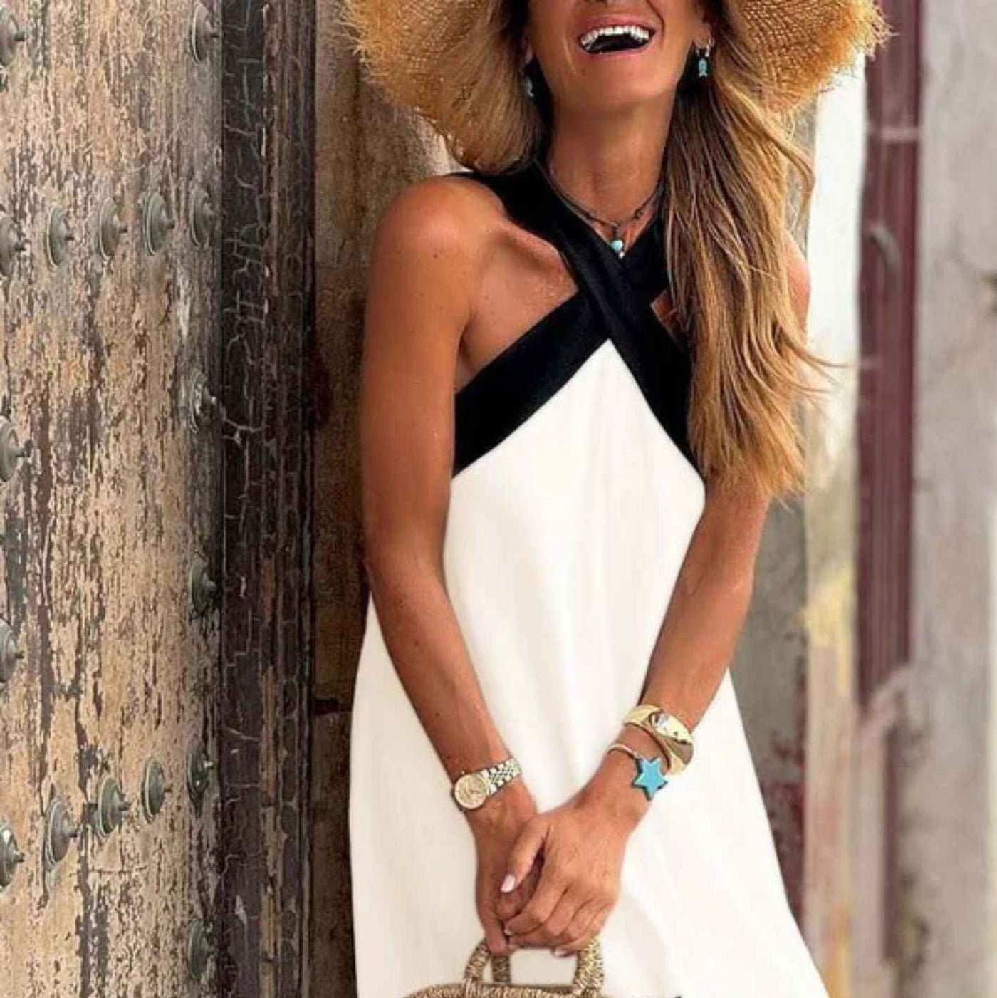 Sienna Dress with Cross Neckline