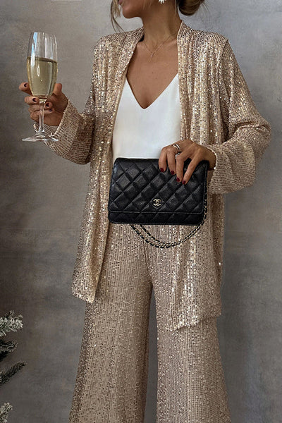 Glimmer® | Sequin Wide-Leg Jumpsuit