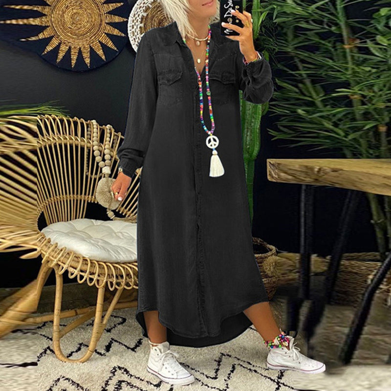 Sofia™ | Long Sleeve Maxi Dress in Denim