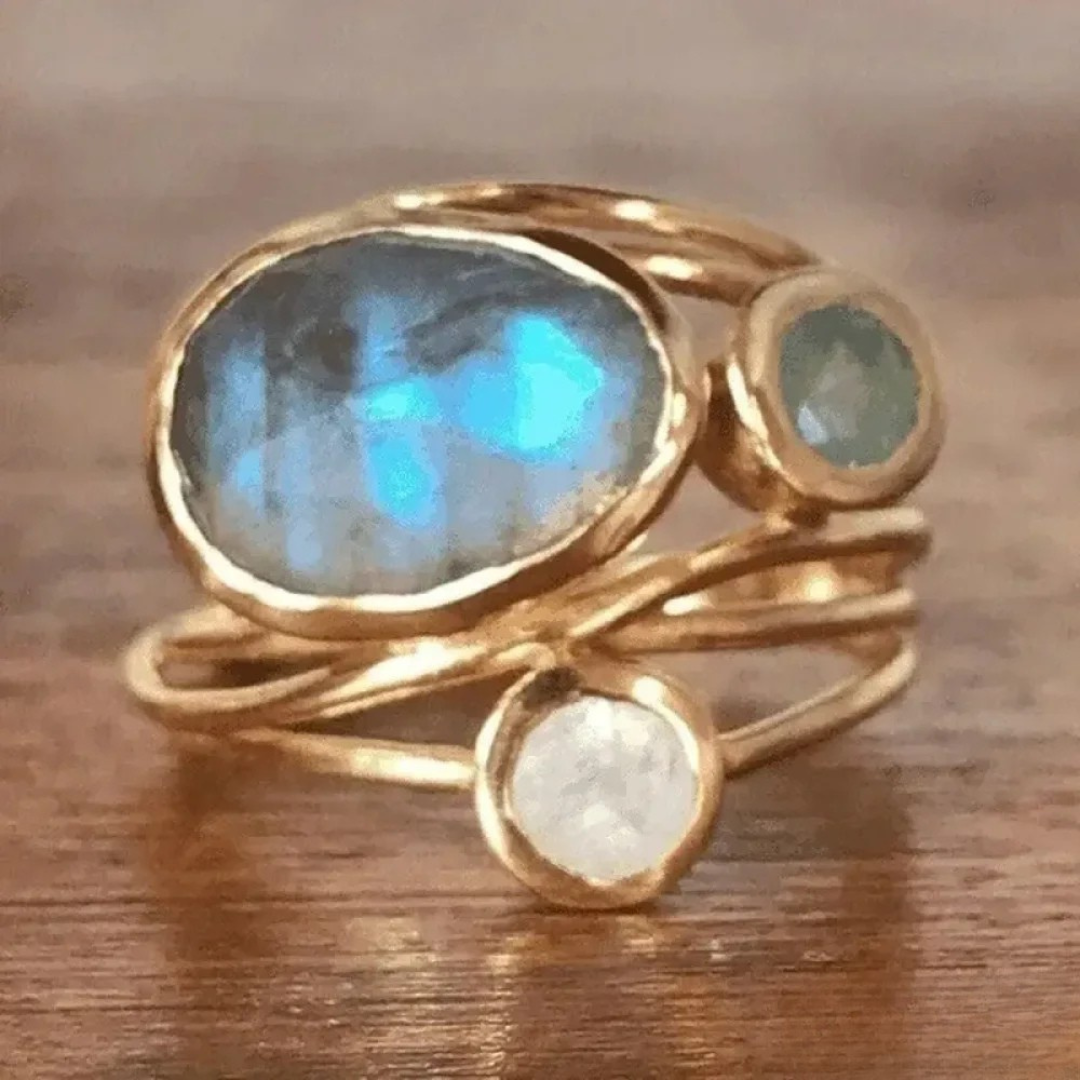 Aetheris™ | Vintage Inlaid Blue Moonstone Ring