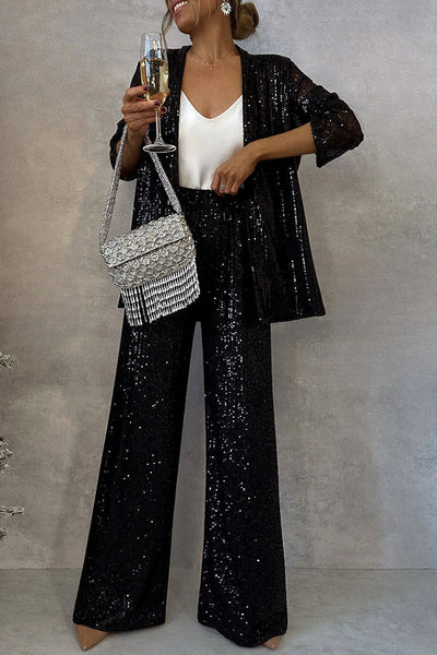 Glimmer® | Sequin Wide-Leg Jumpsuit