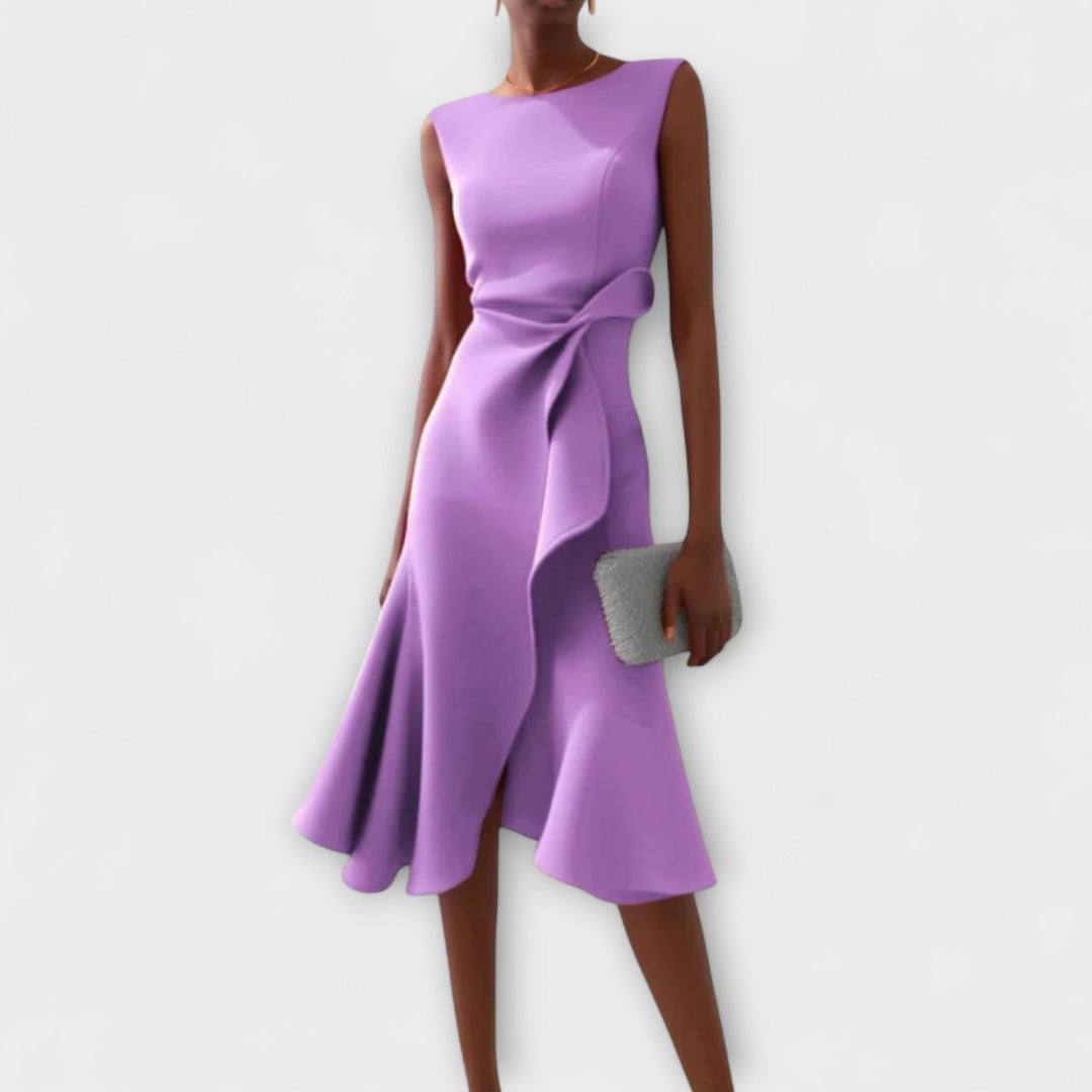 Cornelia™ | Pleated Asymmetrical Midi Dress