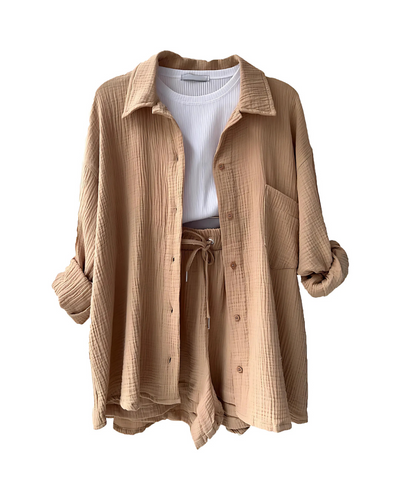 Maylee® | Textured Button-Up Short Set