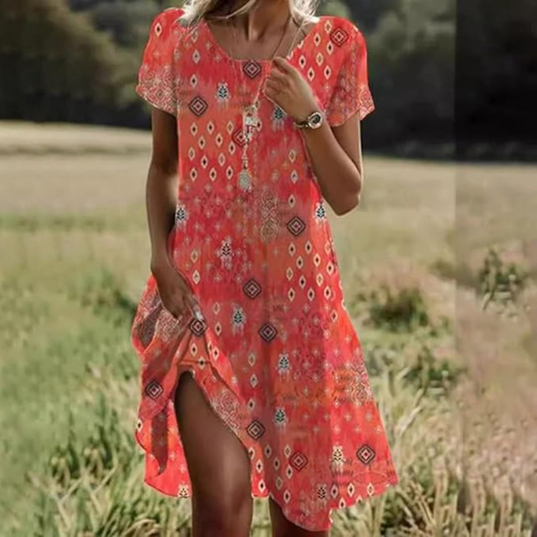 Lonneke™ | Short Sleeve Boho Dress