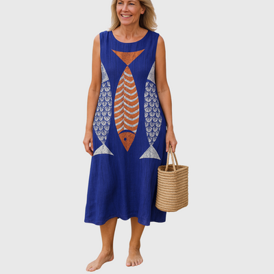 Thalira™ | Playful Fish Print Dress