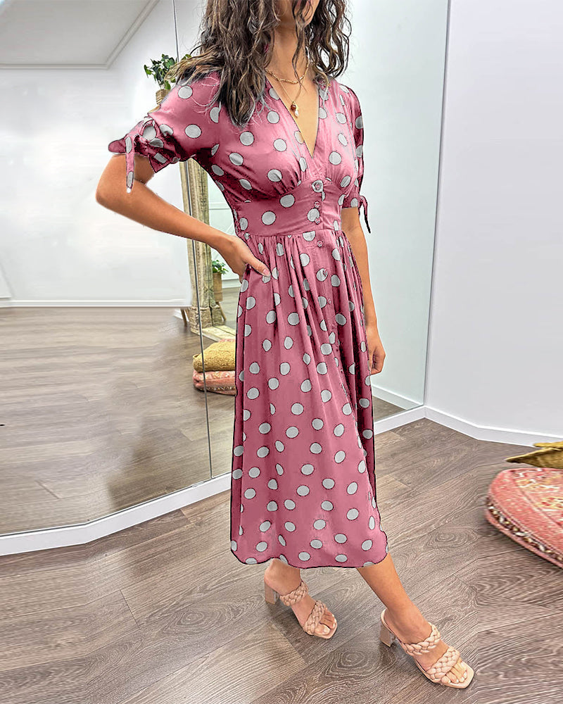 Elegant dress with polka dot print