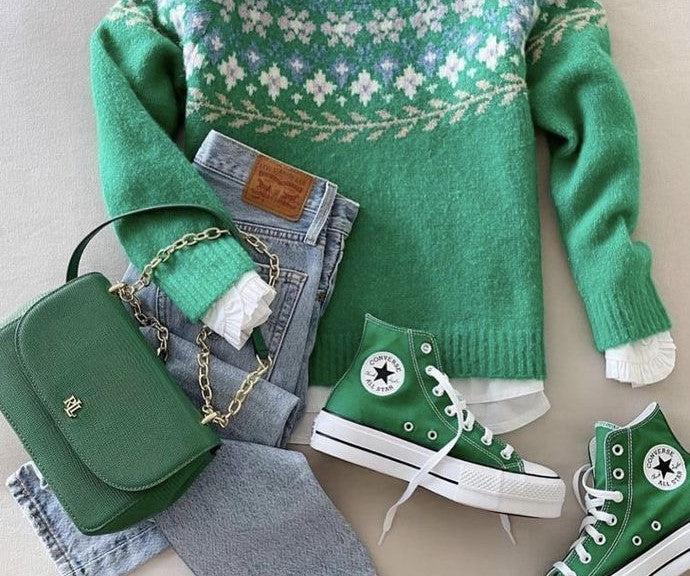 Fresh Green Long Sleeve Sweater