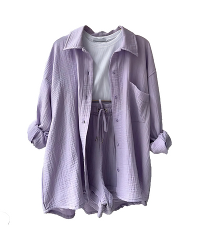 Maylee® | Textured Button-Up Short Set