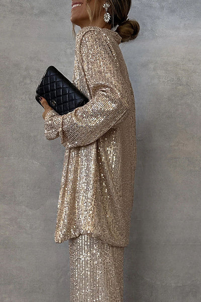 Glimmer® | Sequin Wide-Leg Jumpsuit
