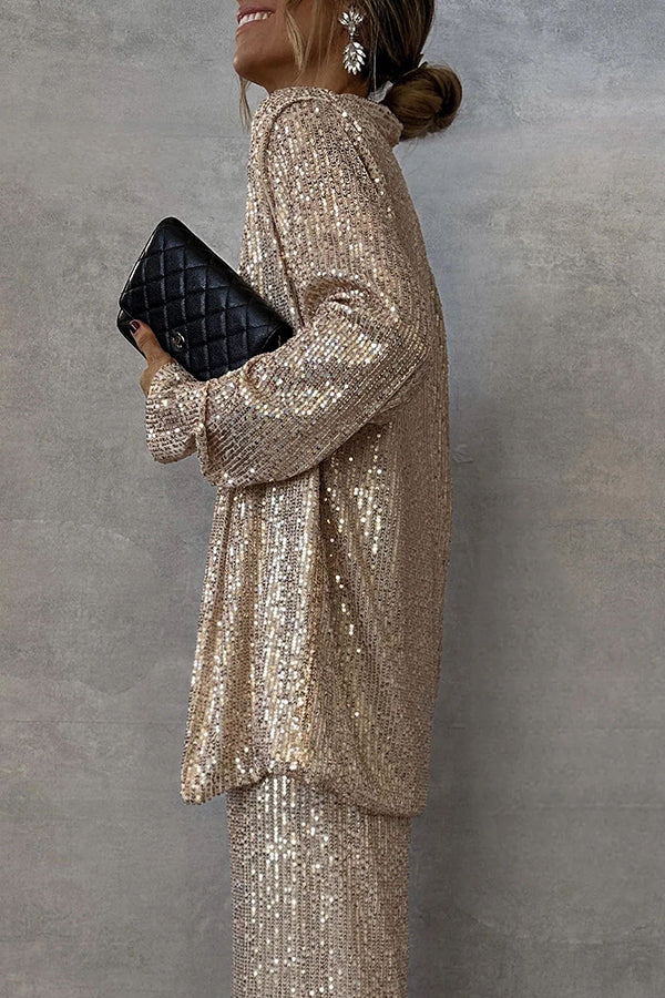 Glimmer® | Sequin Wide-Leg Jumpsuit