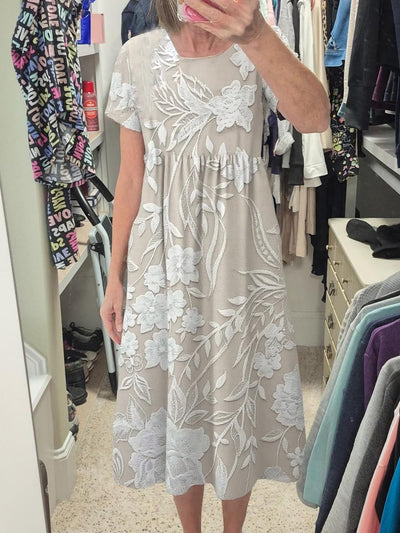 Basic Round Neck Short Sleeve Midi Dress