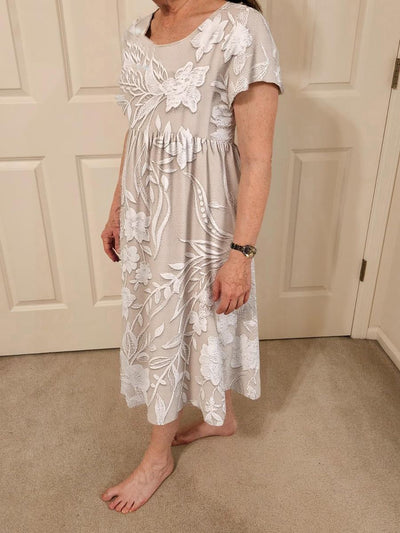 Basic Round Neck Short Sleeve Midi Dress