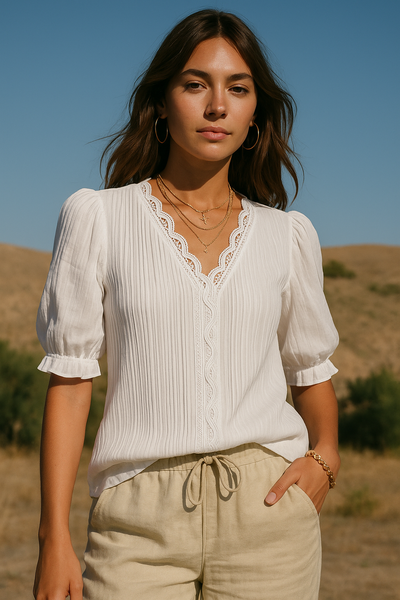Elara™ | Graceful blouse with refined accents