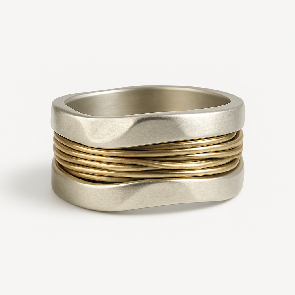 Elyndra™ | Gilded Silver Threads Ring