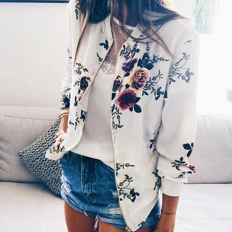 Lunaire™ | Bomber Jacket with Refined Floral Pattern