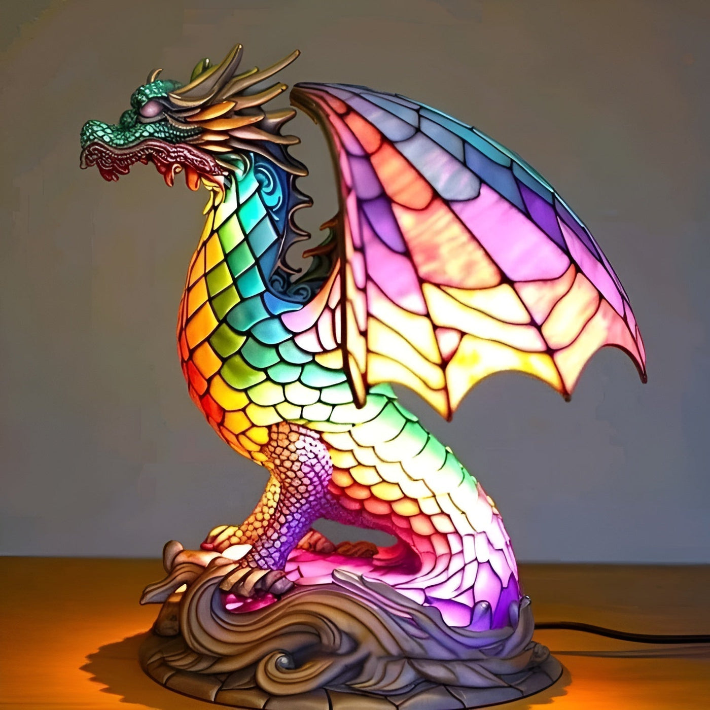 Ignis | Magical Dragon Lamp in Colored Glass