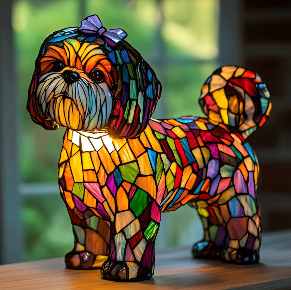 Nina | Magical Colored Glass Dog Lamp