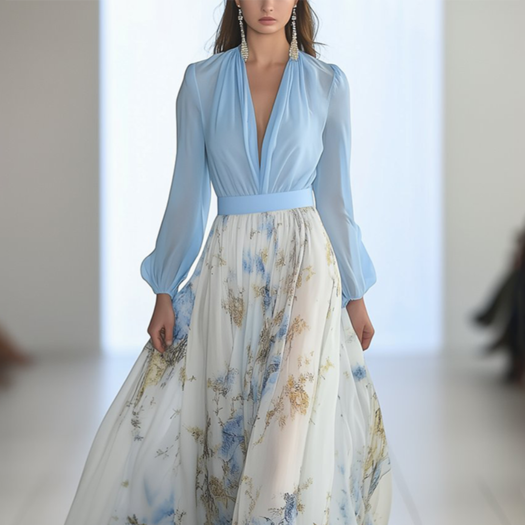 Svenja™ | Elegant maxi dress with deep V-neck