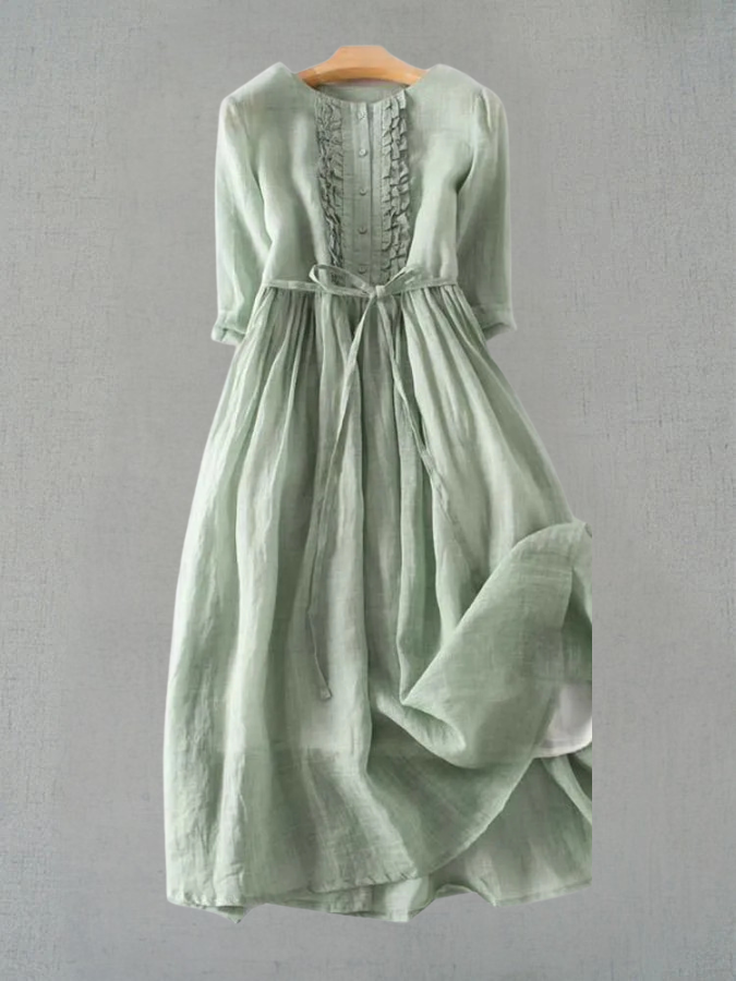 Elyssera™ | Vintage-Inspired Lace-Up A-Line Dress