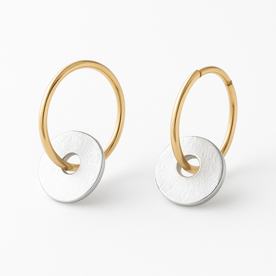 Aurelin™ | Gilded Harmony Hoops and Silvered Elegance Earrings