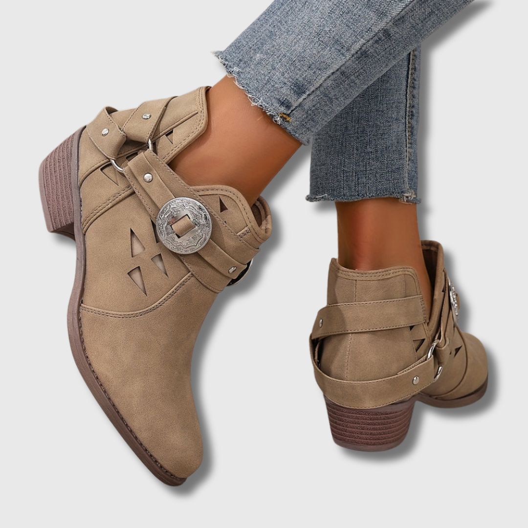 Clara – Women's Chic Western Ankle Boots | Limited Edition