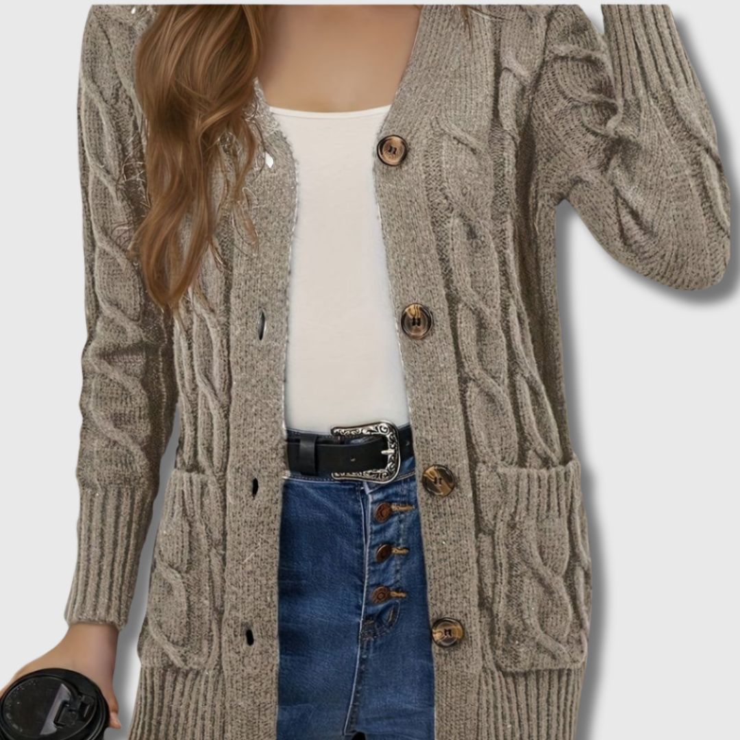 Édith - Elegant Twisted Knit Cardigan for Women