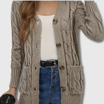 Édith - Elegant Twisted Knit Cardigan for Women