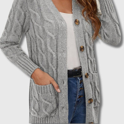 Édith - Elegant Twisted Knit Cardigan for Women