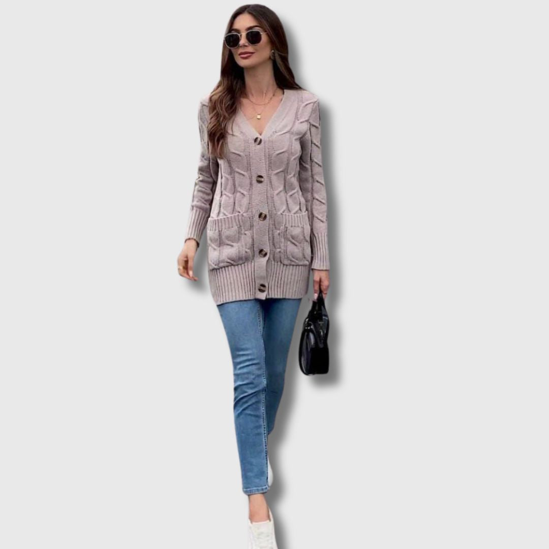 Édith - Elegant Twisted Knit Cardigan for Women