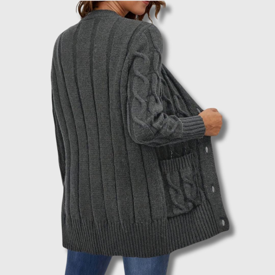 Édith - Elegant Twisted Knit Cardigan for Women